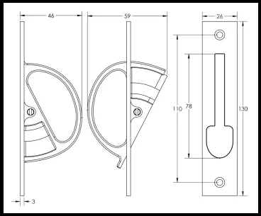 Bjorn Swivel Pocket Door Edge Pull