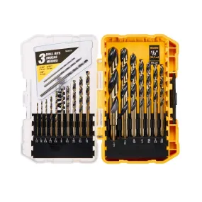 Black & Gold High Speed Steel Pilot Point Drill Bit Set - 20 PIECES