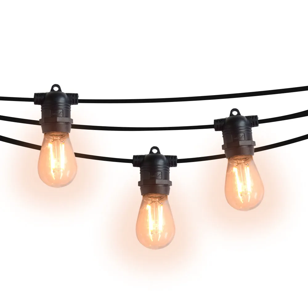 BLOWOUT (CORD ONLY) 15 Socket Outdoor Commercial String Light Set, 31 FT Black Cord, Weatherproof