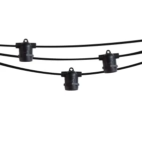 BLOWOUT (CORD ONLY) 15 Socket Outdoor Commercial String Light Set, 31 FT Black Cord, Weatherproof