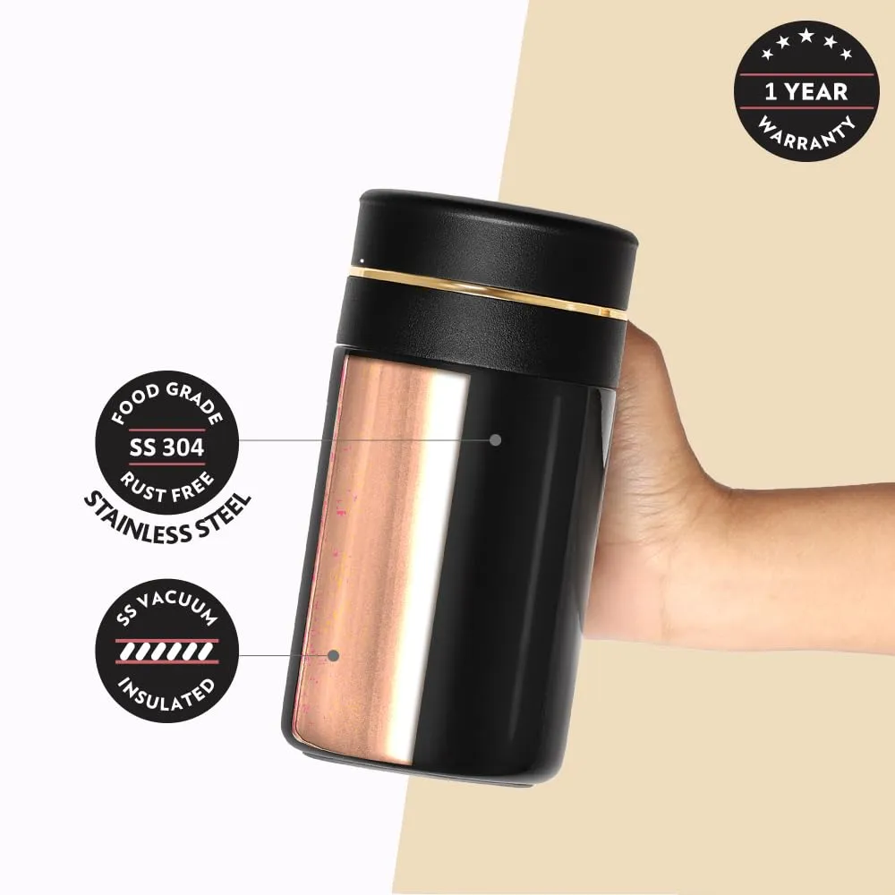 Borosil Hydra Klassic Super Insulated Mug, Vacuum Insulated Travel Coffee/Tea Mug, 8 Hrs Hot and 13 Hrs Cold, Easy to Carry, Leak Proof, 540 ml, Black