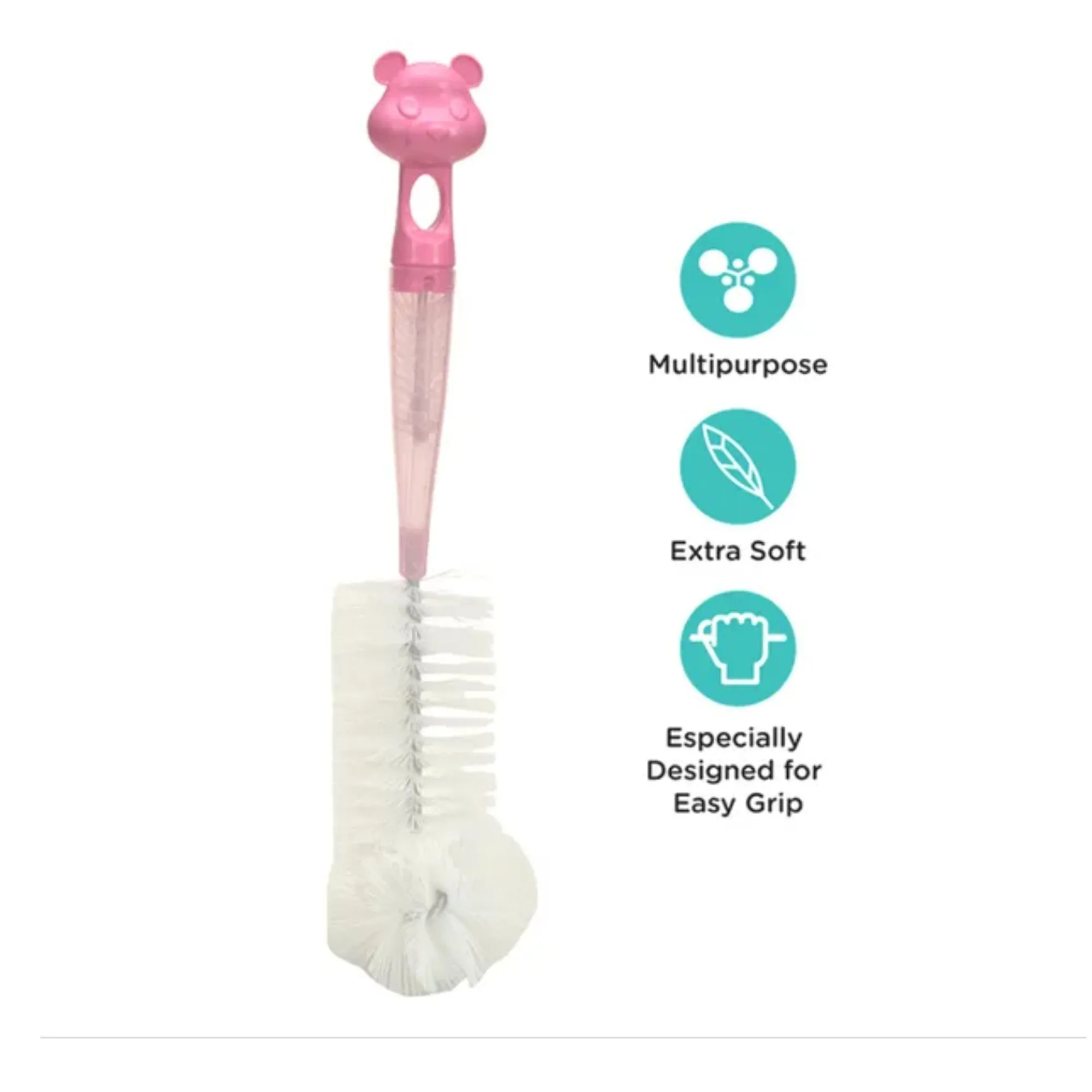 Bottle and Nipple Cleaning Brush - Teddy Pink