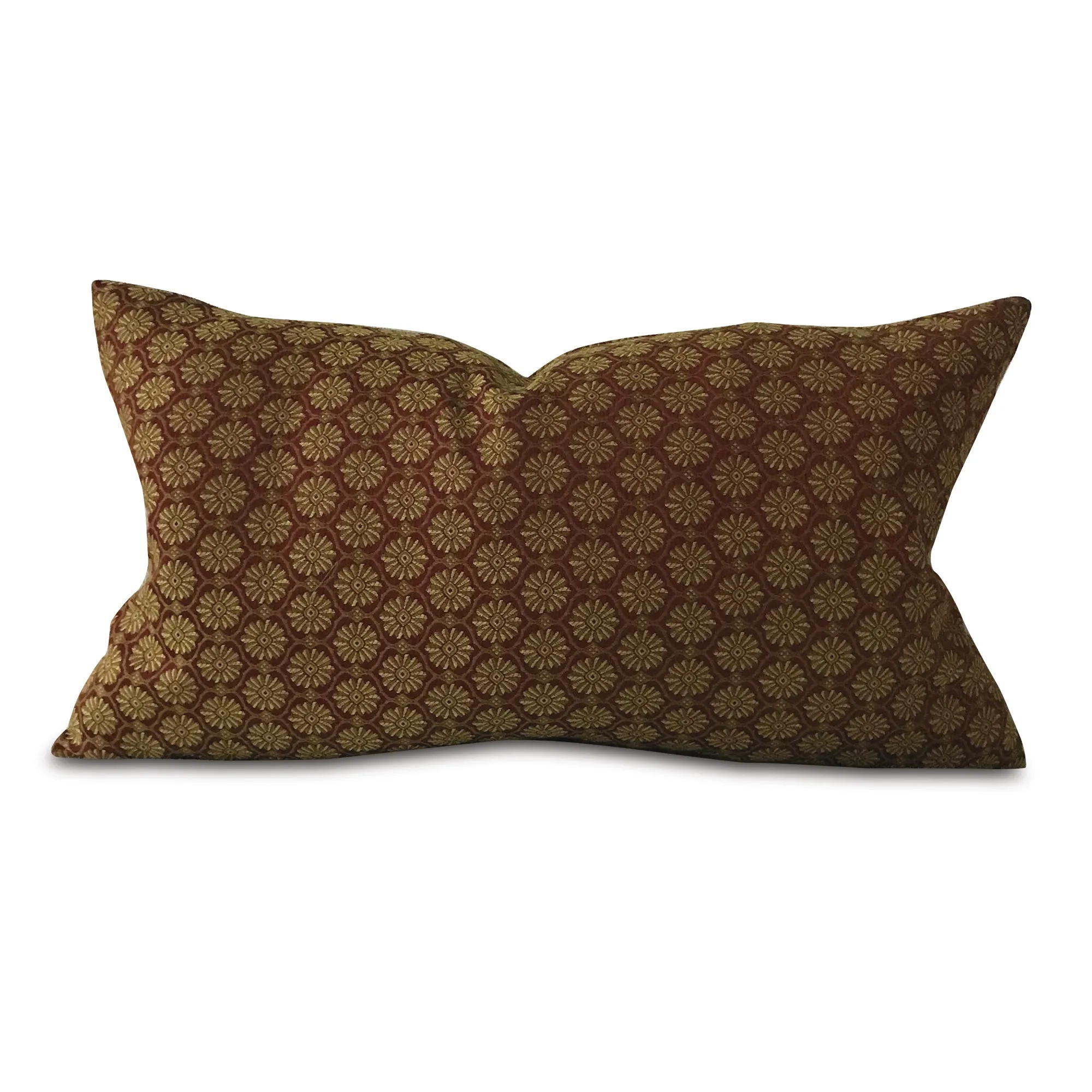 Burgundy and Gold Floral Medallion Throw Pillow Cover