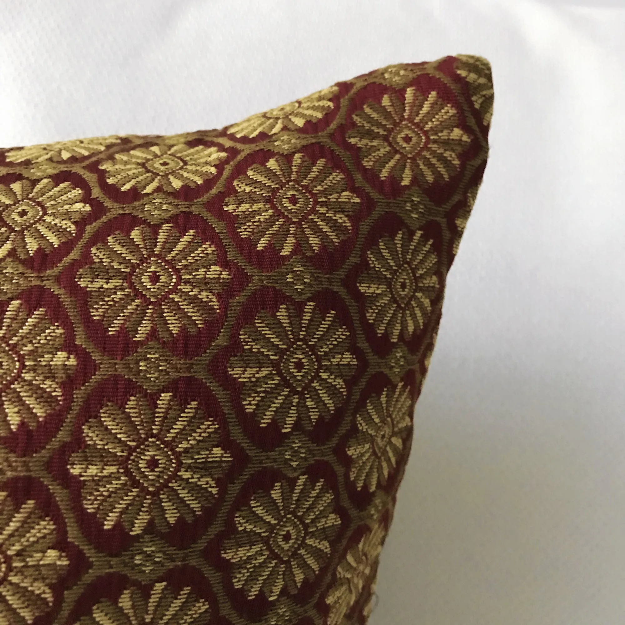 Burgundy and Gold Floral Medallion Throw Pillow Cover