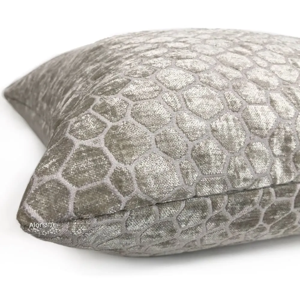 Carrick Gray Modern Geometric Chenille Pillow Cover