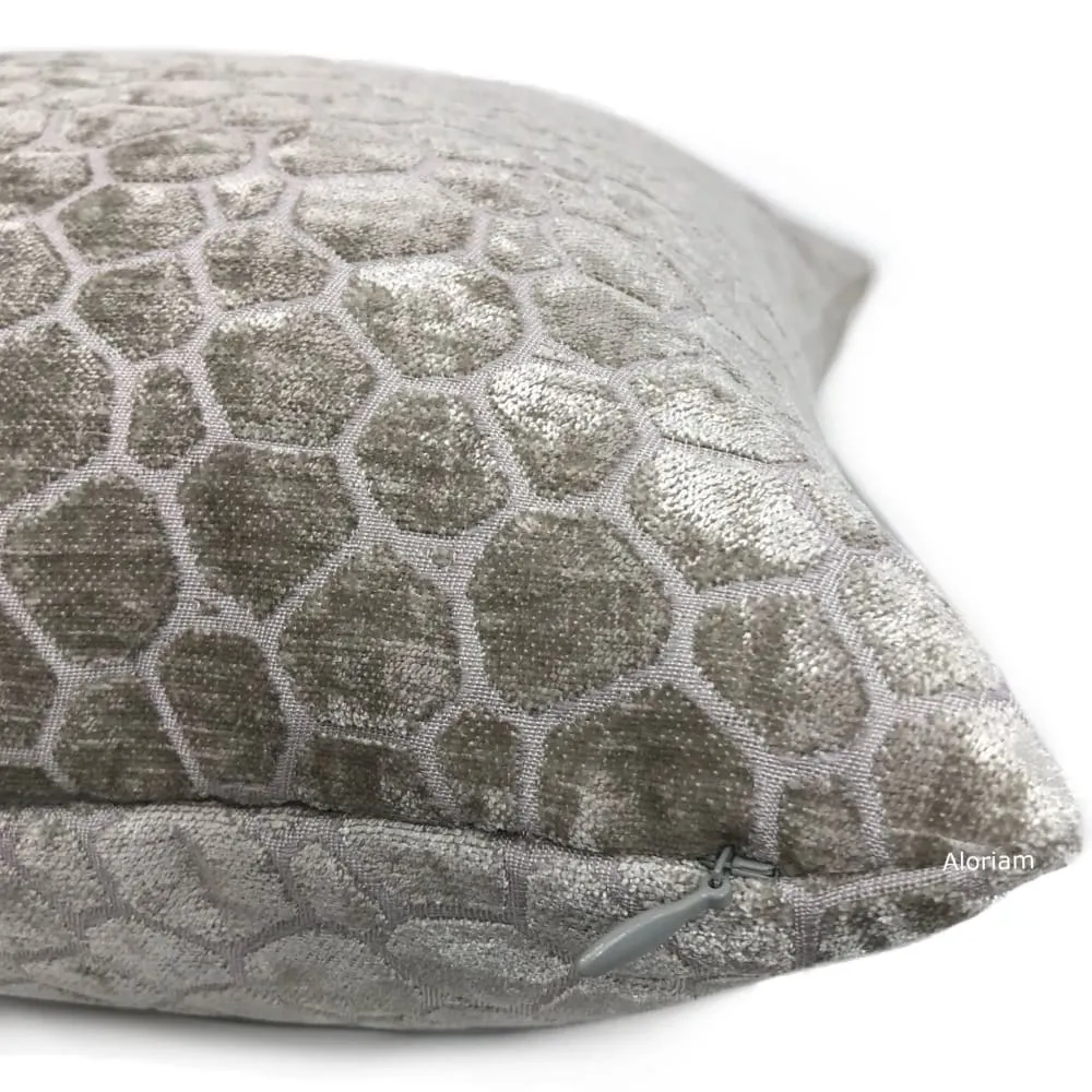 Carrick Gray Modern Geometric Chenille Pillow Cover