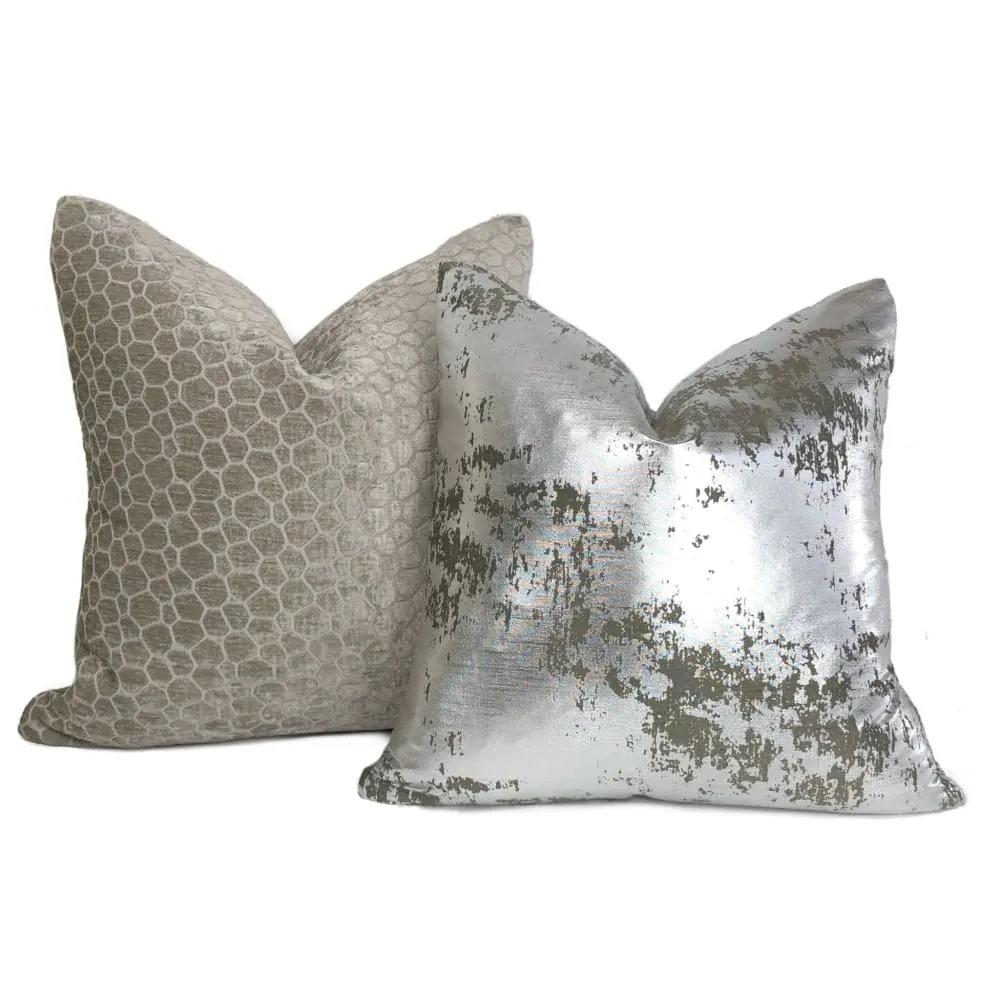 Carrick Gray Modern Geometric Chenille Pillow Cover