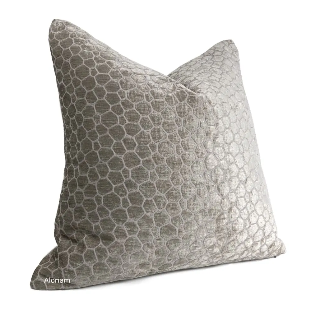 Carrick Gray Modern Geometric Chenille Pillow Cover