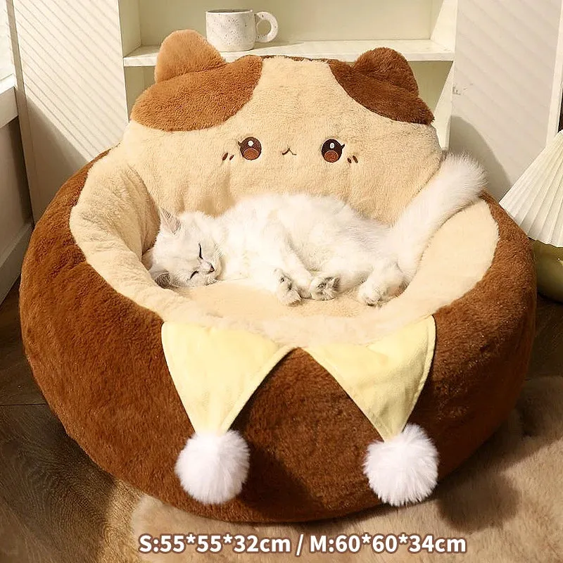 Cats Sofa Dogs Bed | Round Cat Pad Mattress | Winter Warm Deep Sleep Cushion | Soft Cat House Dog Nest | Pet Accessories