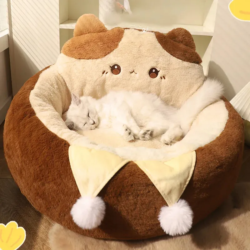 Cats Sofa Dogs Bed | Round Cat Pad Mattress | Winter Warm Deep Sleep Cushion | Soft Cat House Dog Nest | Pet Accessories