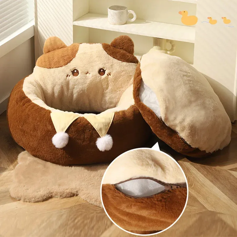 Cats Sofa Dogs Bed | Round Cat Pad Mattress | Winter Warm Deep Sleep Cushion | Soft Cat House Dog Nest | Pet Accessories