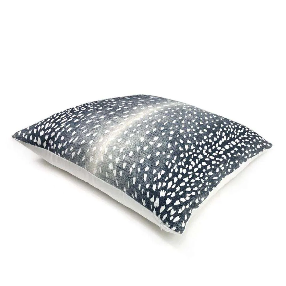 Cervidae Navy Blue White Deer Hide Animal Print Pillow Cover