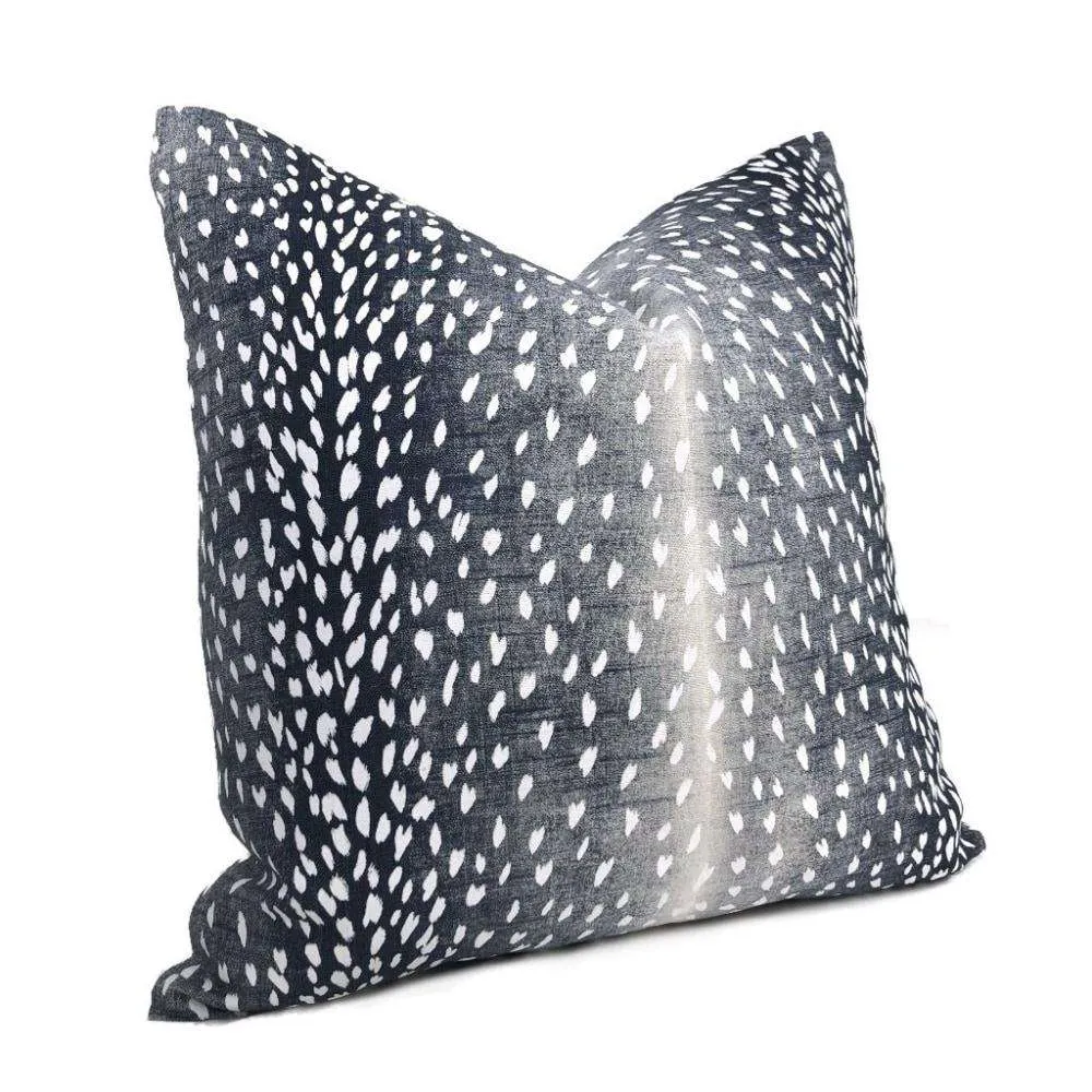 Cervidae Navy Blue White Deer Hide Animal Print Pillow Cover