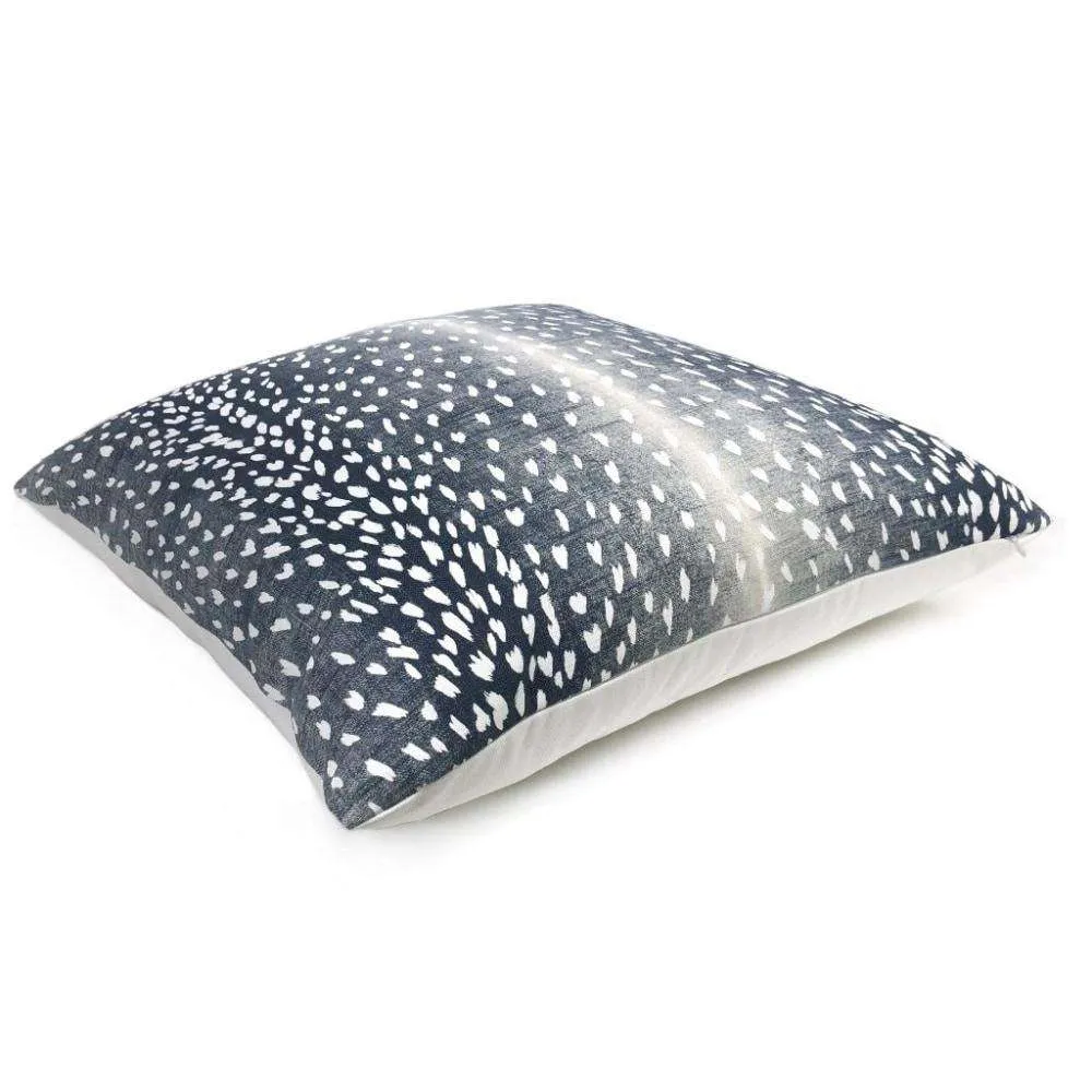 Cervidae Navy Blue White Deer Hide Animal Print Pillow Cover