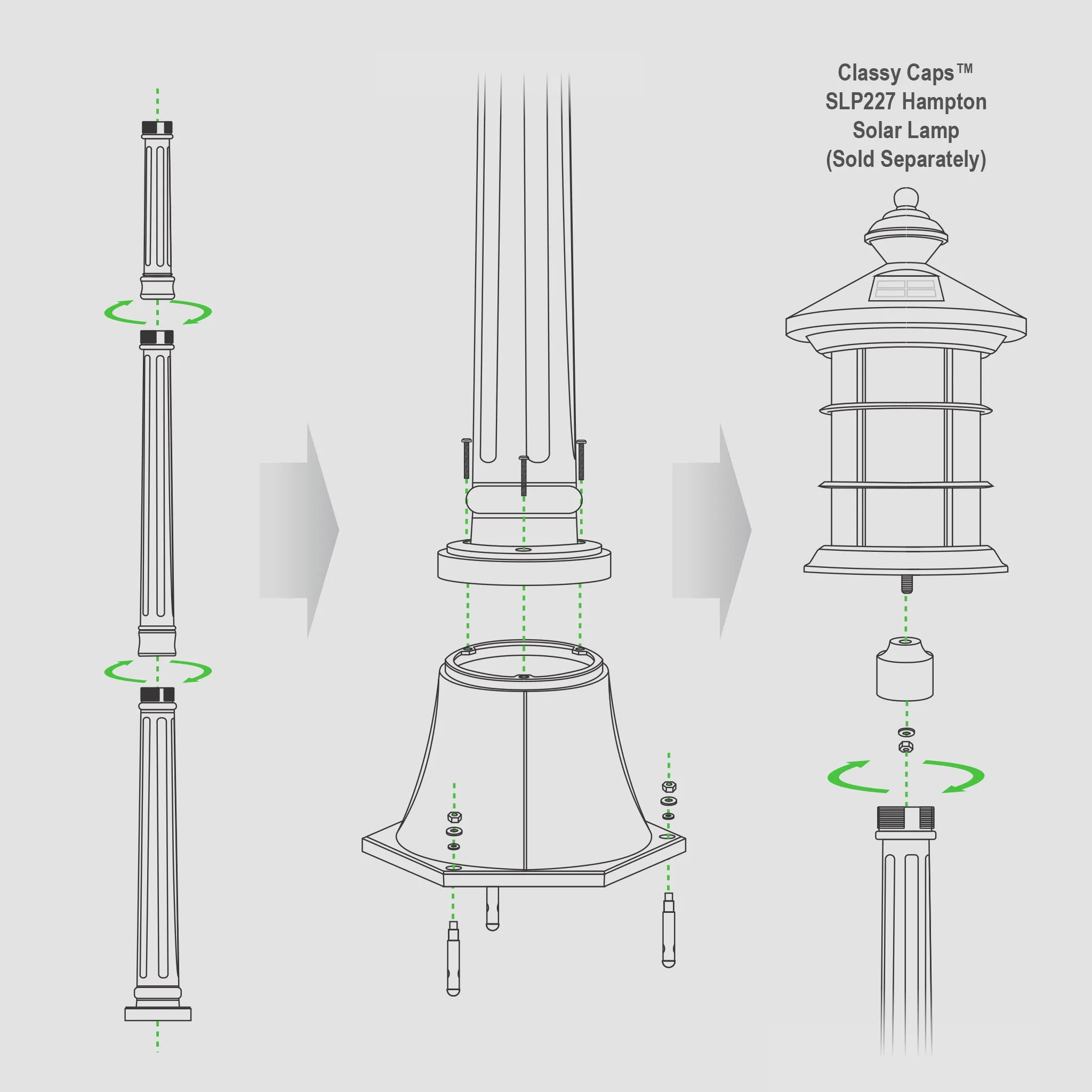 Classy Caps Black Aluminum Lamp Post Base LPB59