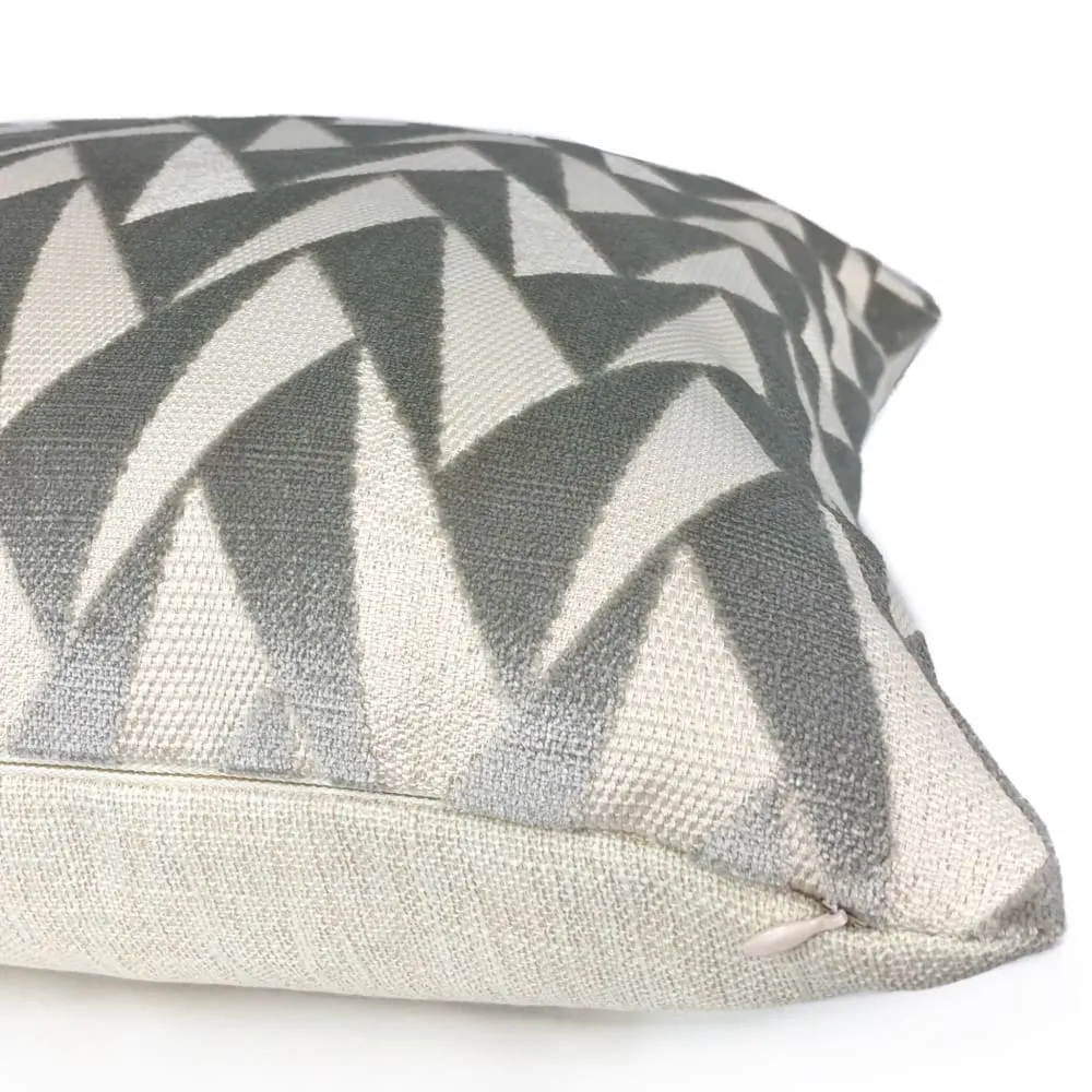 (CLEARANCE) Easton Gray & Cream Triangles Velvet Pillow Cover