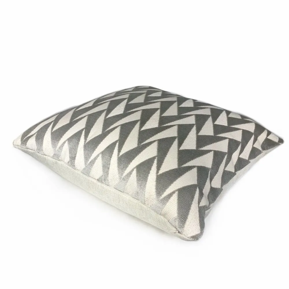 (CLEARANCE) Easton Gray & Cream Triangles Velvet Pillow Cover