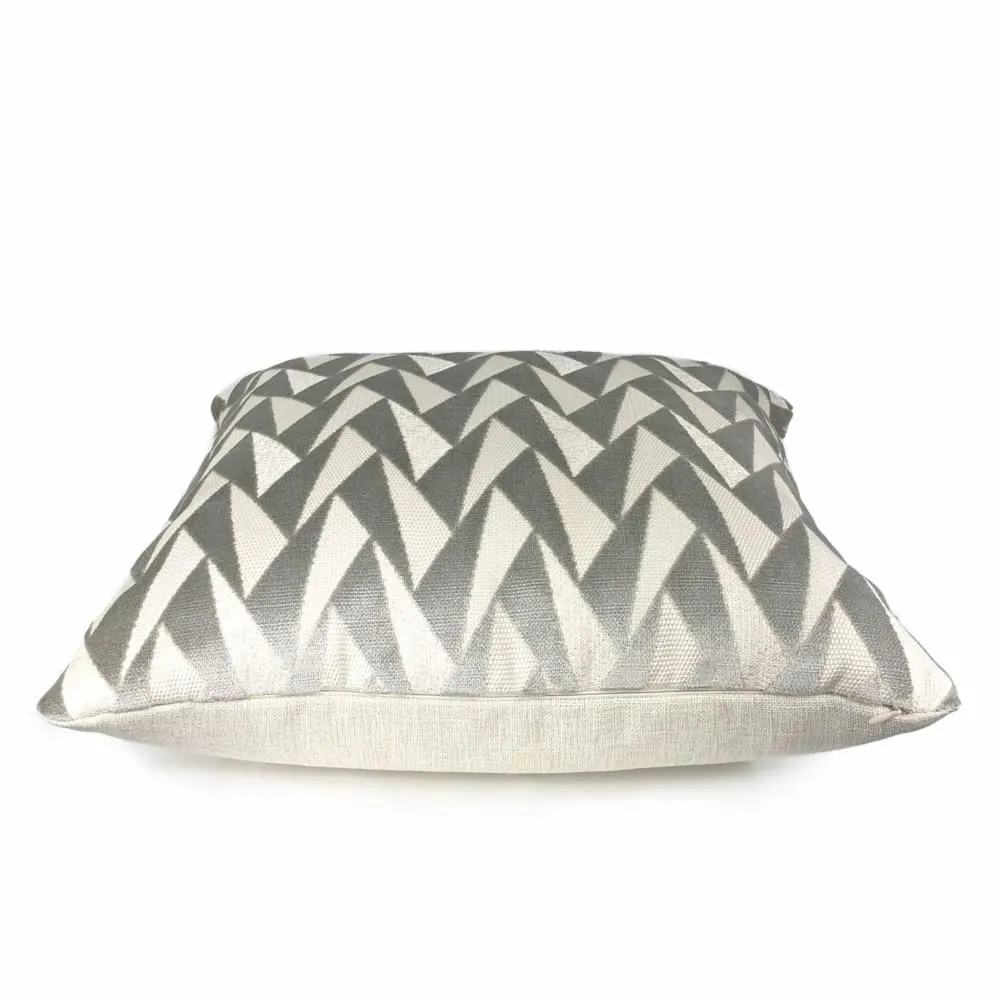 (CLEARANCE) Easton Gray & Cream Triangles Velvet Pillow Cover