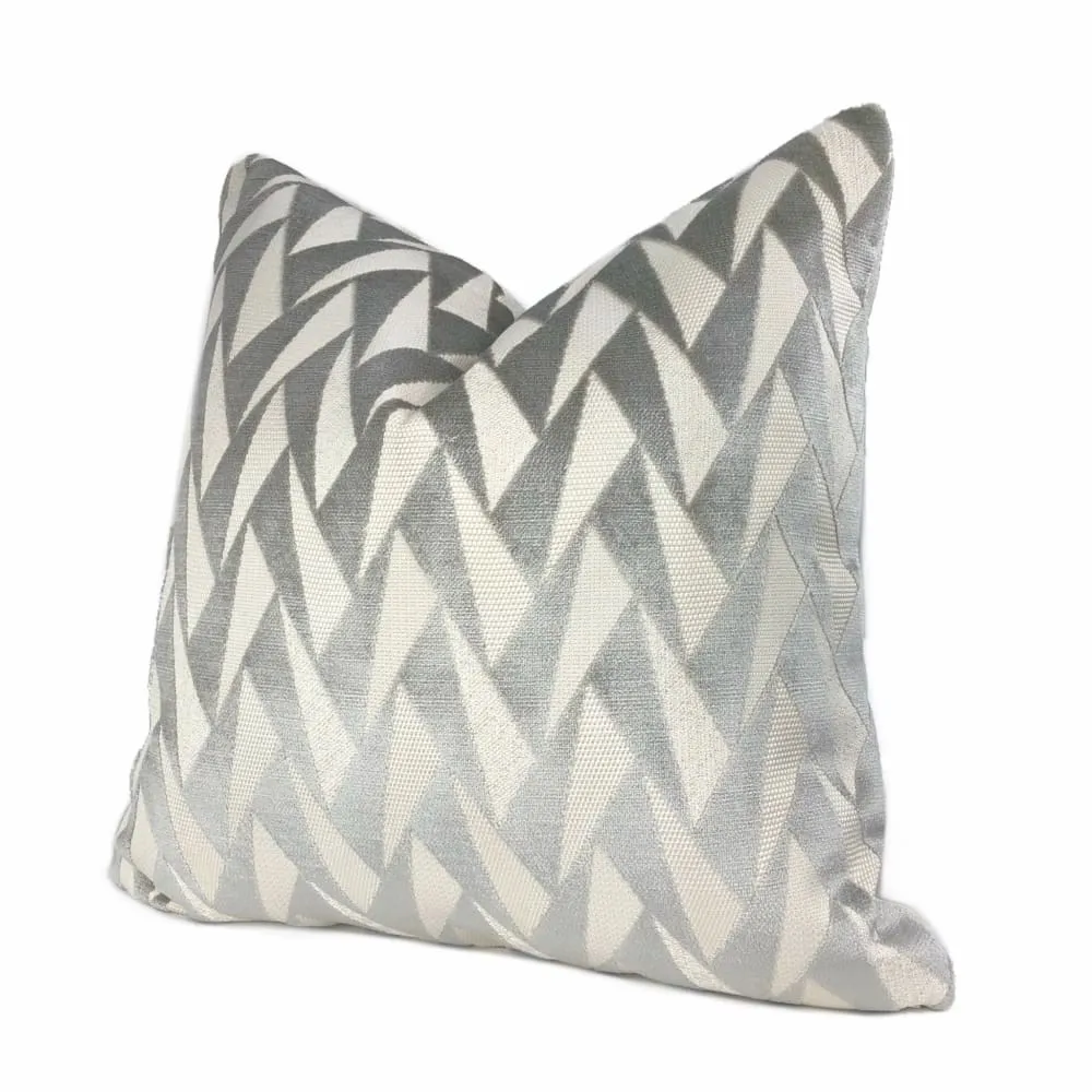 (CLEARANCE) Easton Gray & Cream Triangles Velvet Pillow Cover