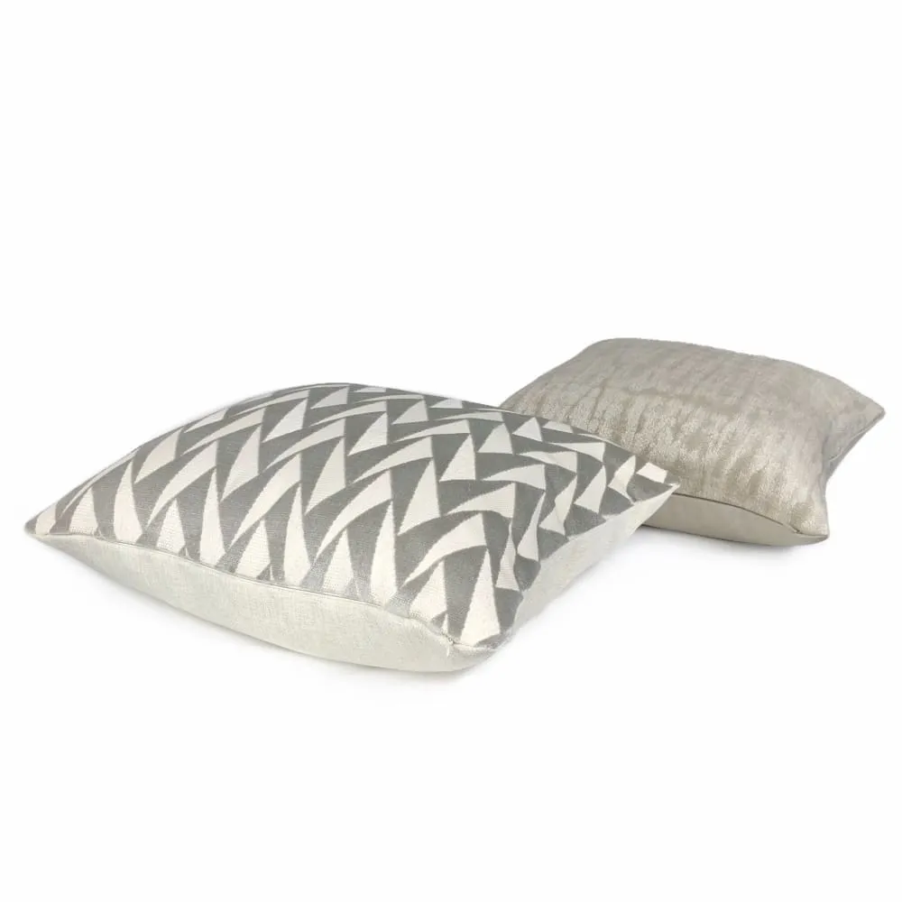 (CLEARANCE) Easton Gray & Cream Triangles Velvet Pillow Cover