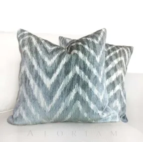 (CLEARANCE) Pindler Ombre Chevron Maku Green Beige Chenille Pillow Cover