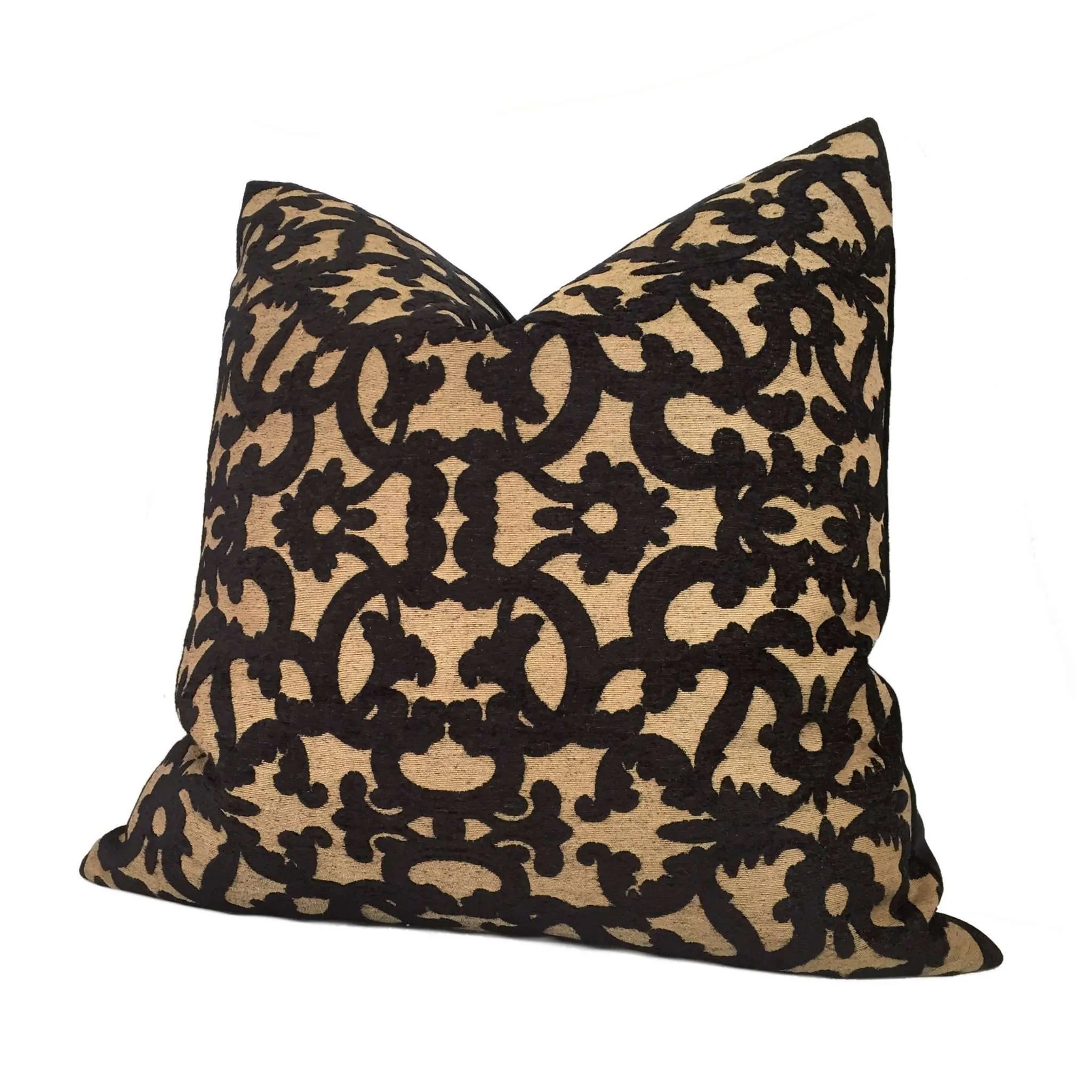 (CLEARANCE) Robert Allen Tuscan Scrolls Black Tan Scrollwork Pillow Cover