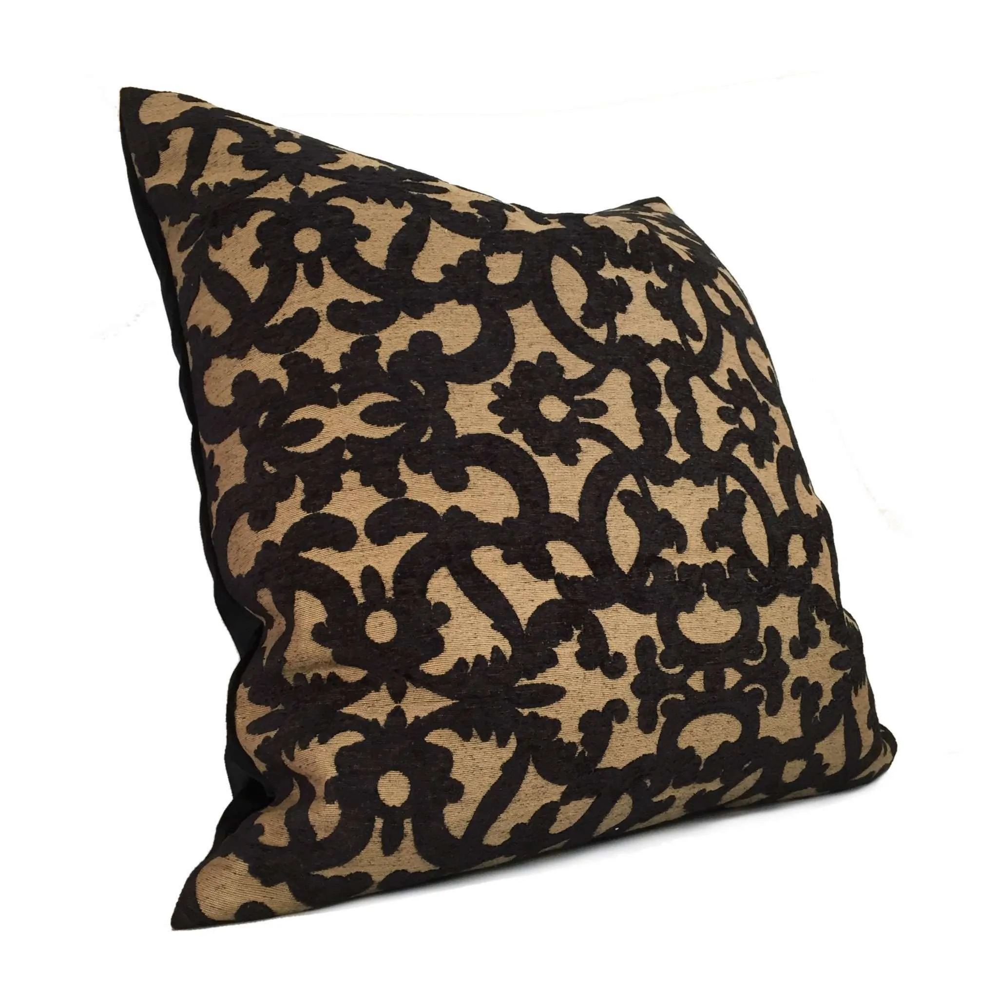 (CLEARANCE) Robert Allen Tuscan Scrolls Black Tan Scrollwork Pillow Cover