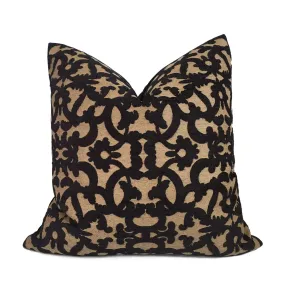 (CLEARANCE) Robert Allen Tuscan Scrolls Black Tan Scrollwork Pillow Cover