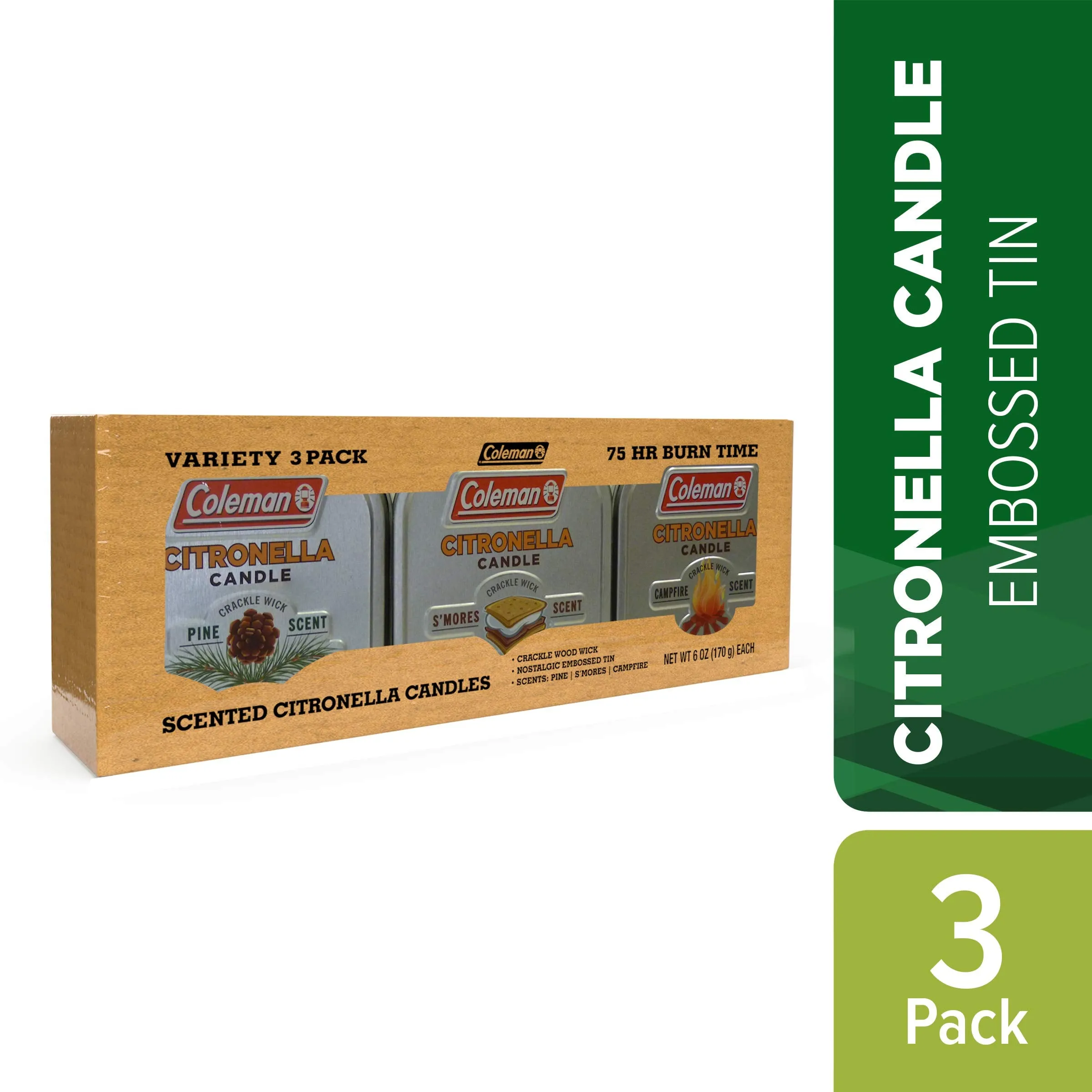 Coleman Scented Tin Citronella Candle - 3 Pack