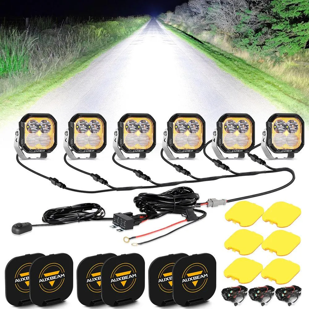 Color Play Series 3 Inch 100W Combo LED Pod Lights Off Road Lights with White DRL & Amber Turn Signal Lights