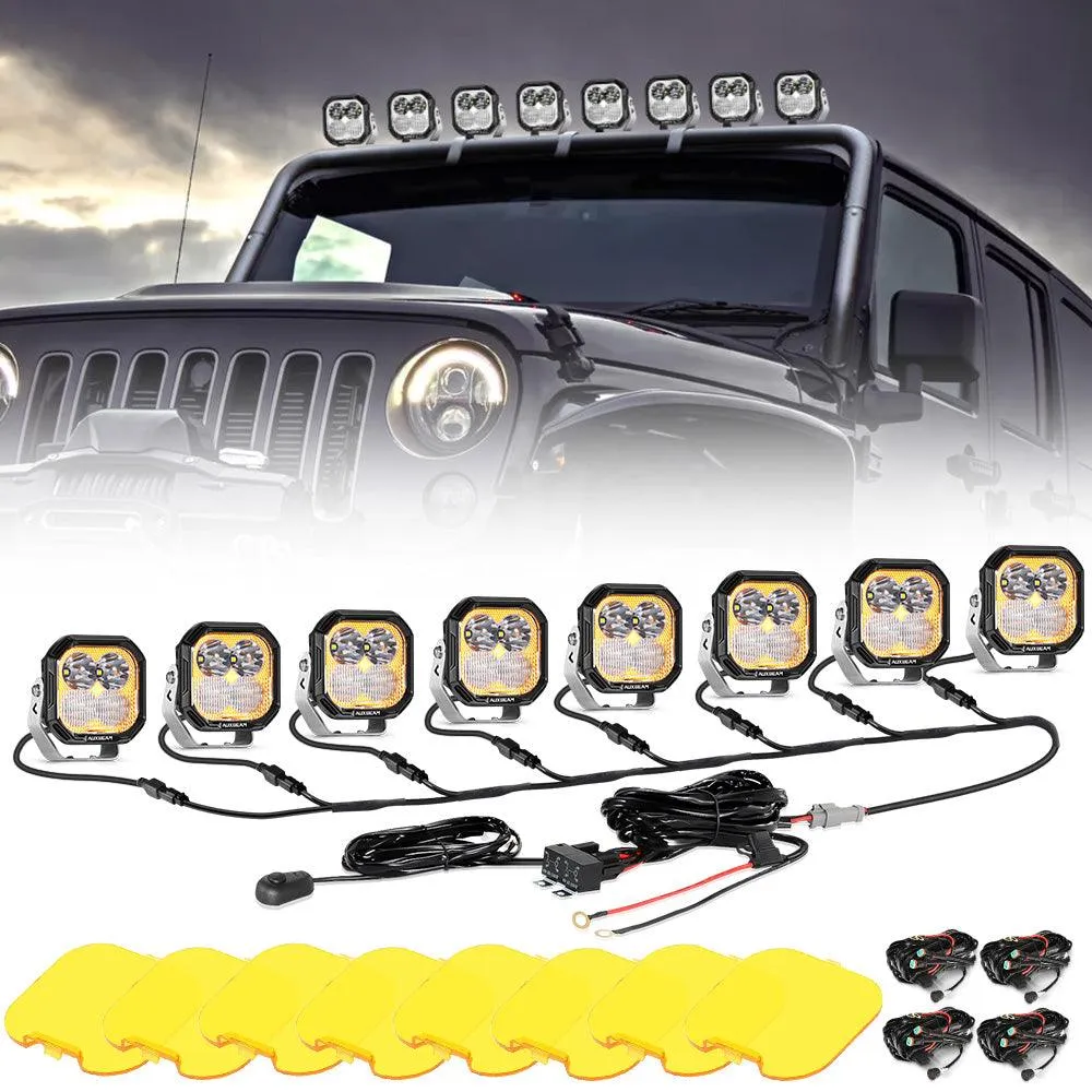 Color Play Series 3 Inch 100W Combo LED Pod Lights Off Road Lights with White DRL & Amber Turn Signal Lights