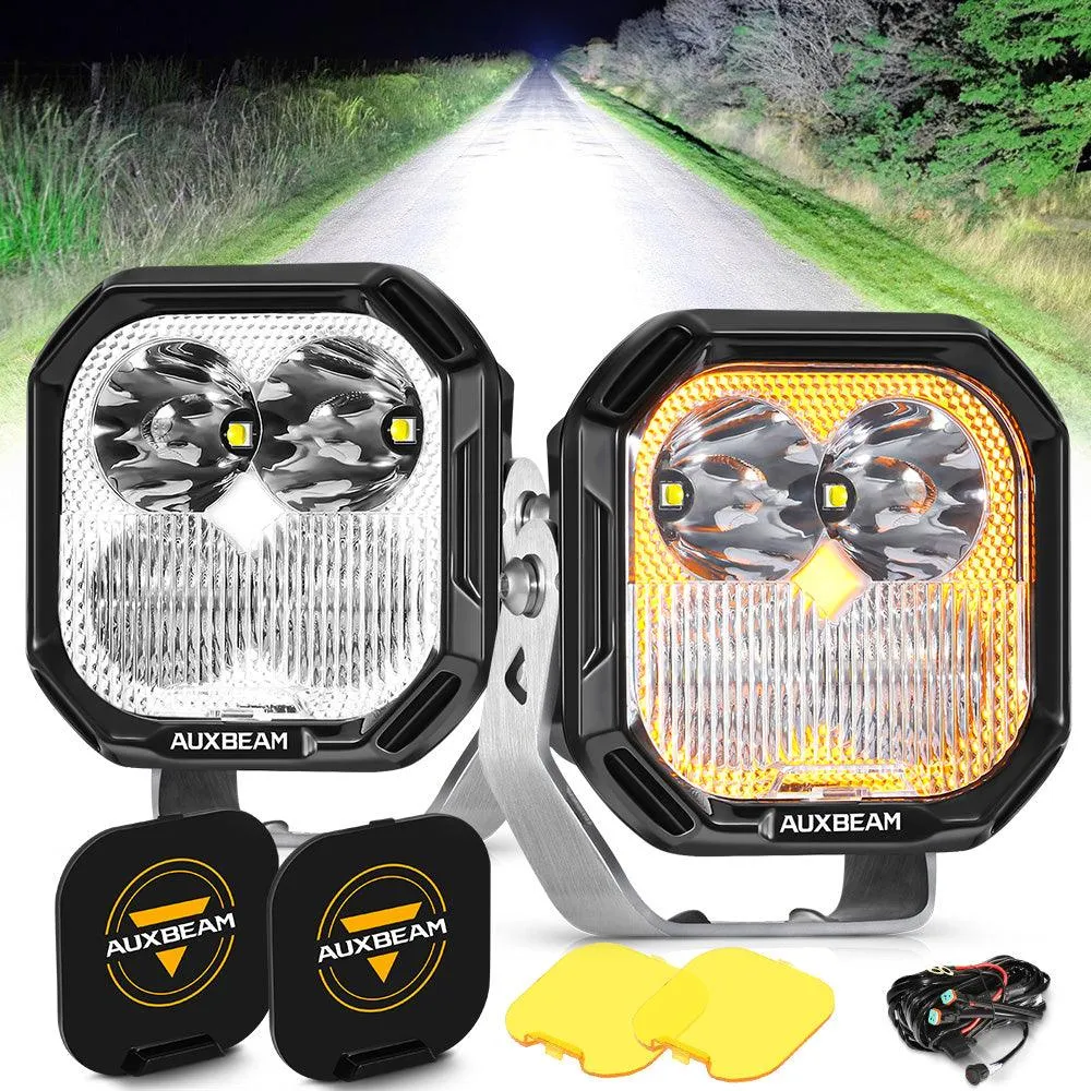 Color Play Series 3 Inch 100W Combo LED Pod Lights Off Road Lights with White DRL & Amber Turn Signal Lights