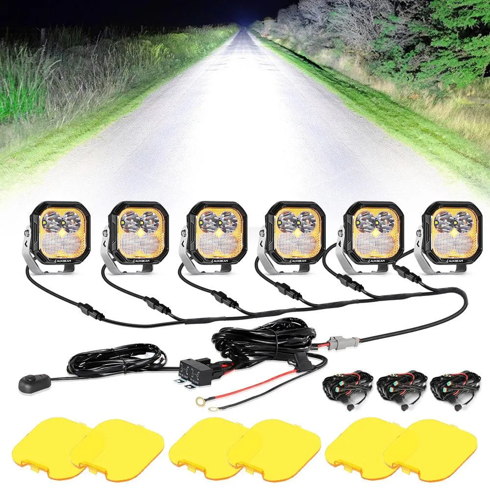 Color Play Series 3 Inch 100W Combo LED Pod Lights Off Road Lights with White DRL & Amber Turn Signal Lights