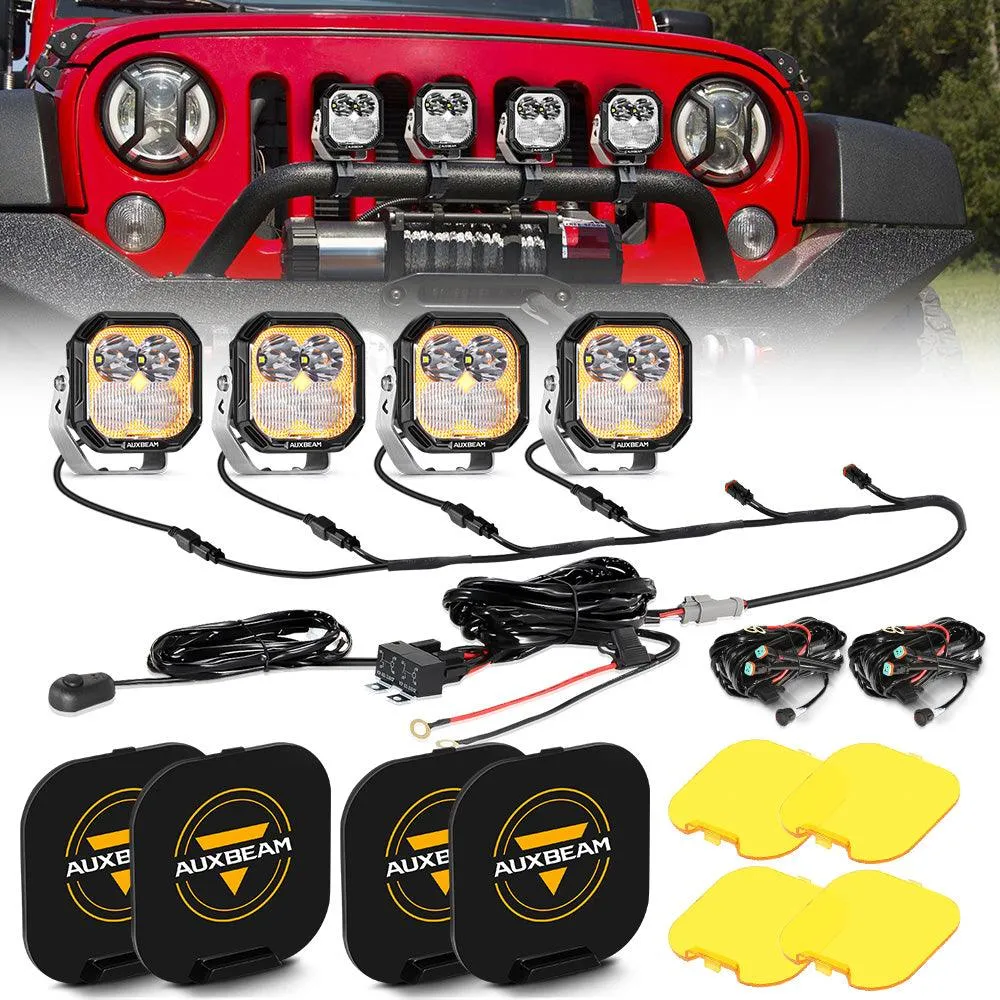 Color Play Series 3 Inch 100W Combo LED Pod Lights Off Road Lights with White DRL & Amber Turn Signal Lights