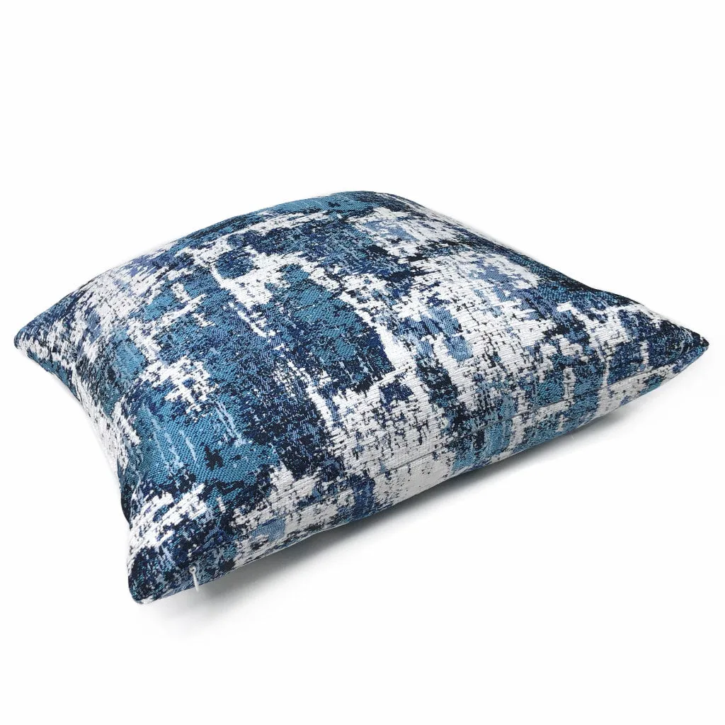 Conti Ocean Blue & White Abstract Woven Texture Pillow Cover