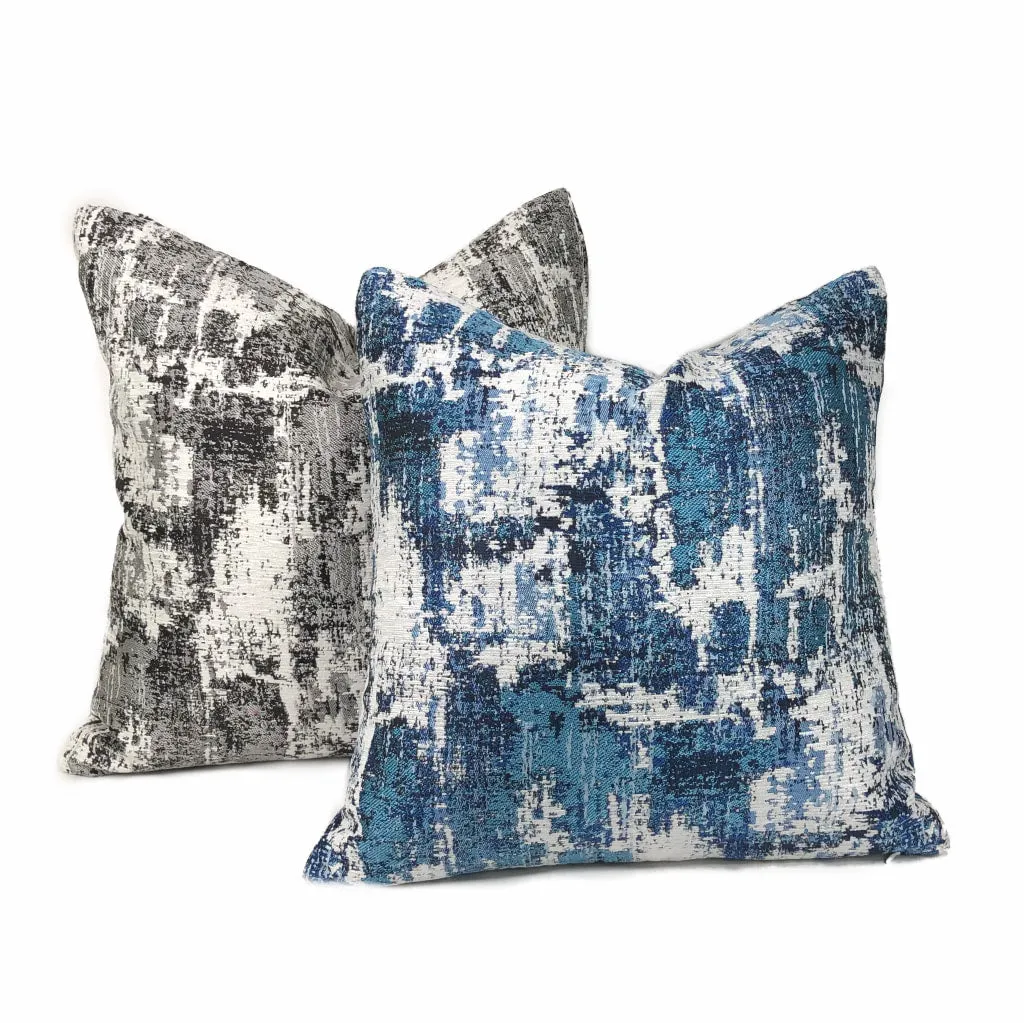 Conti Ocean Blue & White Abstract Woven Texture Pillow Cover