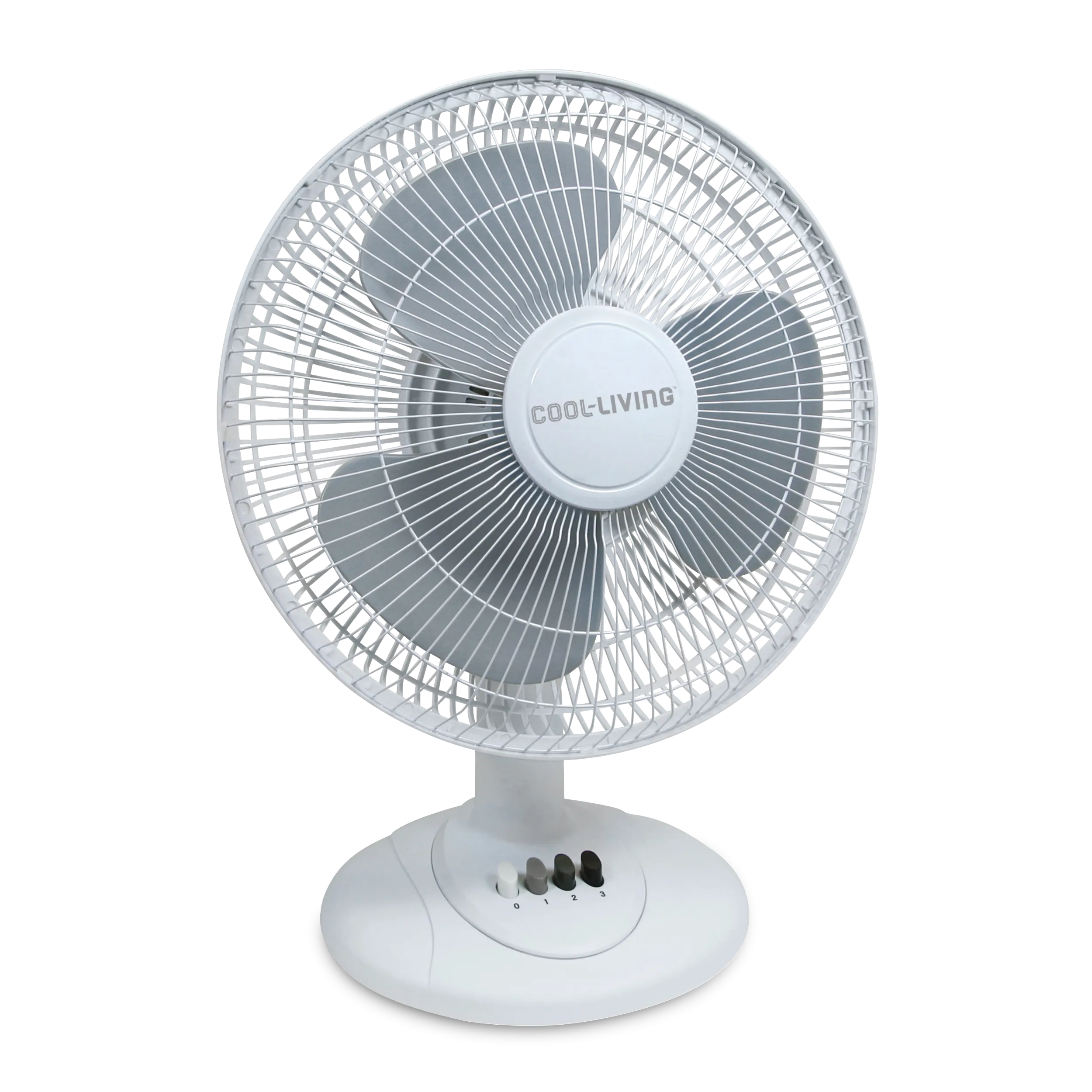 Cool Living 12" 3-Speed Oscillating Table Fan with Adjustable Tilt, Convenient Push Button Controls, Quiet Operation