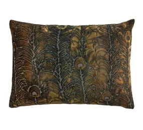 Copper Ivy Peacock Feather Pillow by Kevin O'Brien Studio