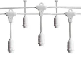 (Cord Only) 50 Socket Suspended Outdoor Commercial DIY String Light 54 FT White Cord w/ E12 C7 Base, Weatherproof