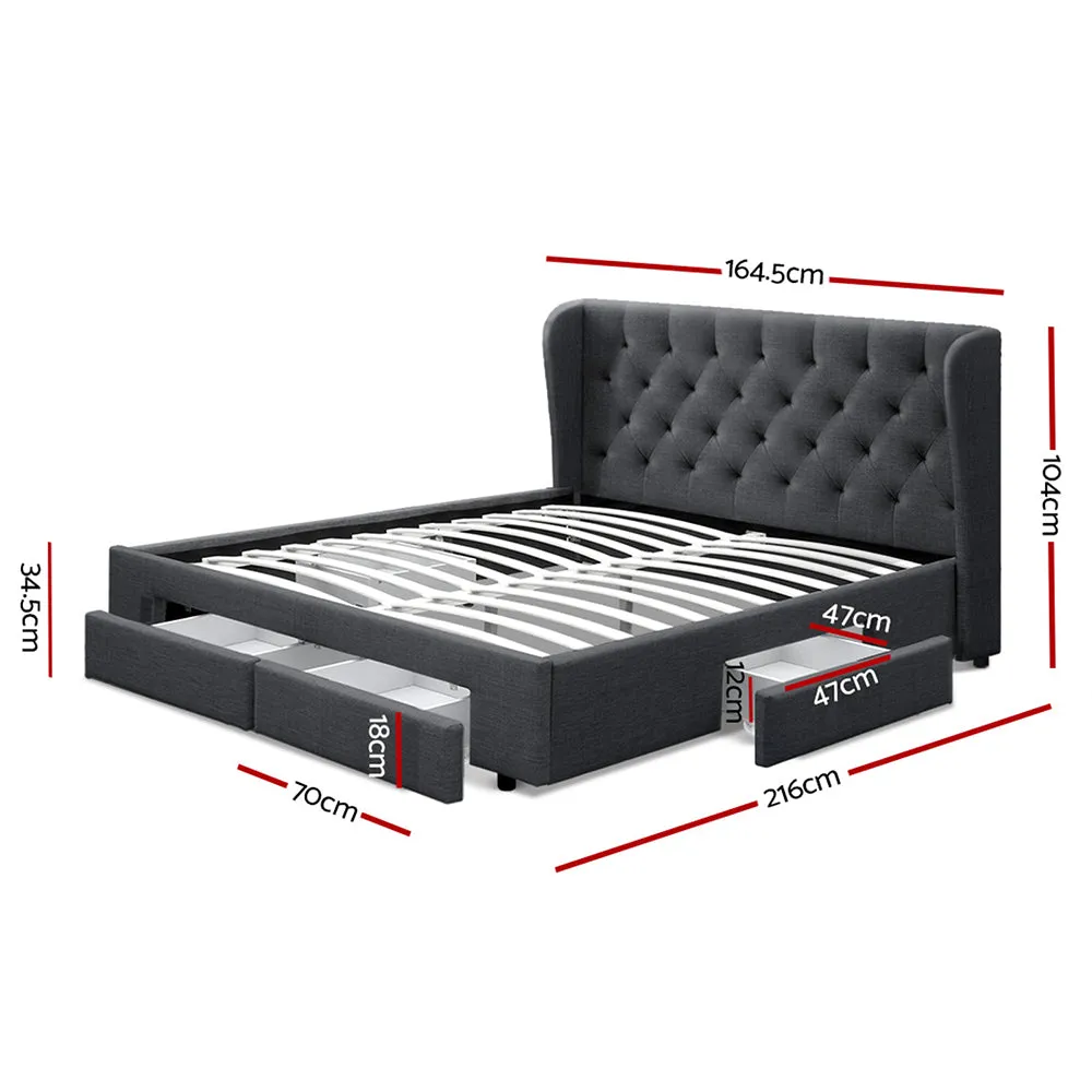 Dacite 24cm Bed & Mattress Package - Charcoal Queen