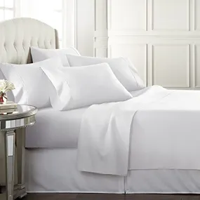 Danjor Linens Queen Sheet Set - 6 Piece Set Including 4 Pillowcases - Deep Pockets - Breathable, Soft Bed Sheets - Wrinkle Free - Machine Washable - White Sheets for Queen Size Bed - 6 pc