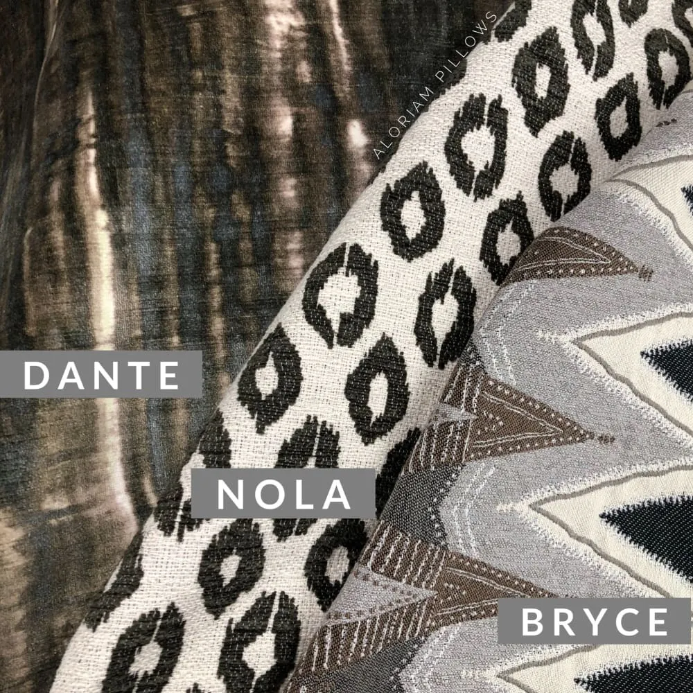 Dante Brown Slate Blue Gray Abstract Velvet Pillow Cover  (Fabric by the Yard available)