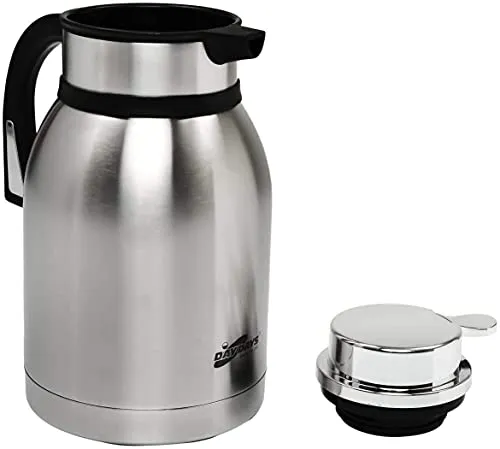 Delavala Stainless Steel Thermos Vacuum Jug,Coffee Pot,Vacuum Jug,Hot Water Pot,Water Jug,Thermos Vacuum Flask.Thermos Pot,Thermos Bottle, Vacuum Insulated 2000 ml, Silver-Stainless Steel