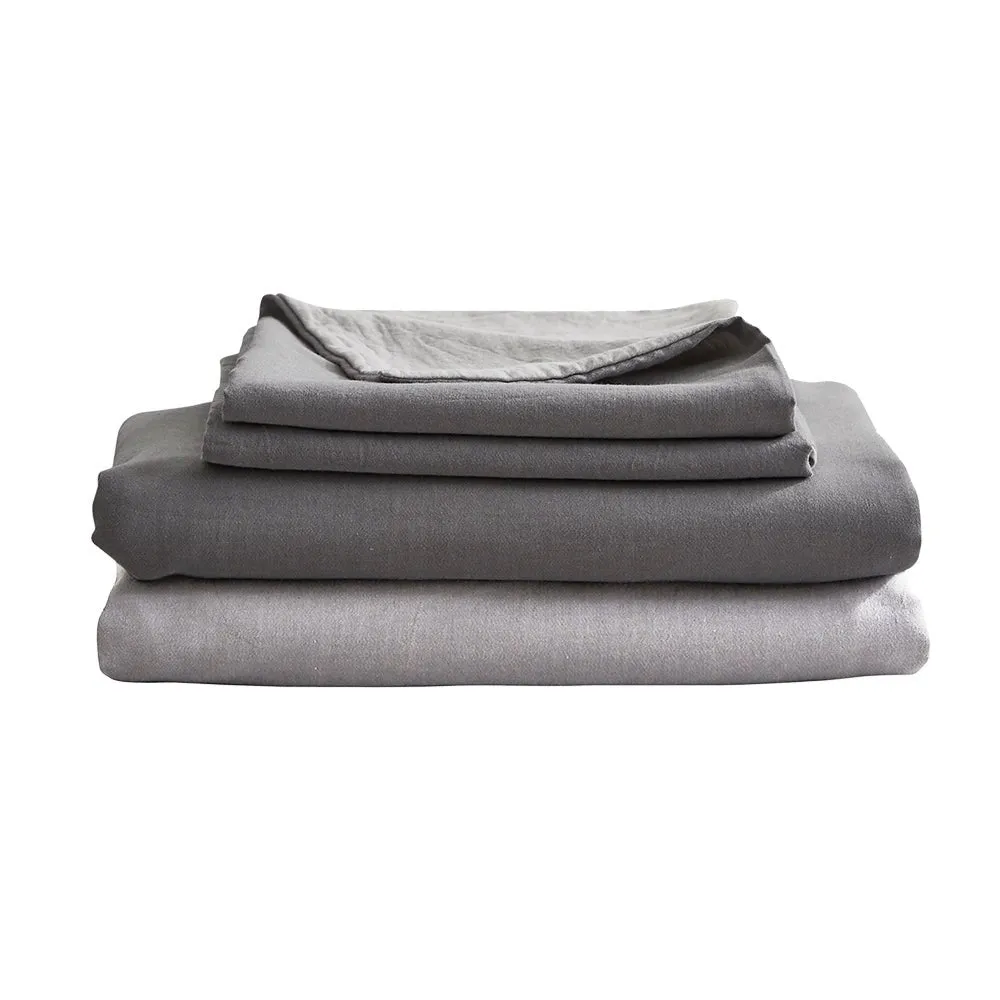 Deluxe Sheet Set Bed Sheets Set Double Flat Cover Pillow Case Grey Inspired