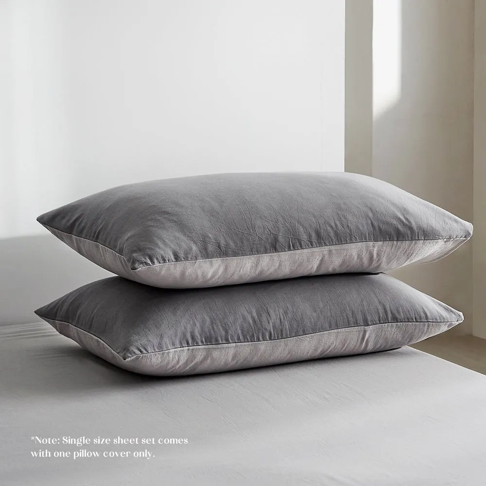 Deluxe Sheet Set Bed Sheets Set Double Flat Cover Pillow Case Grey Inspired