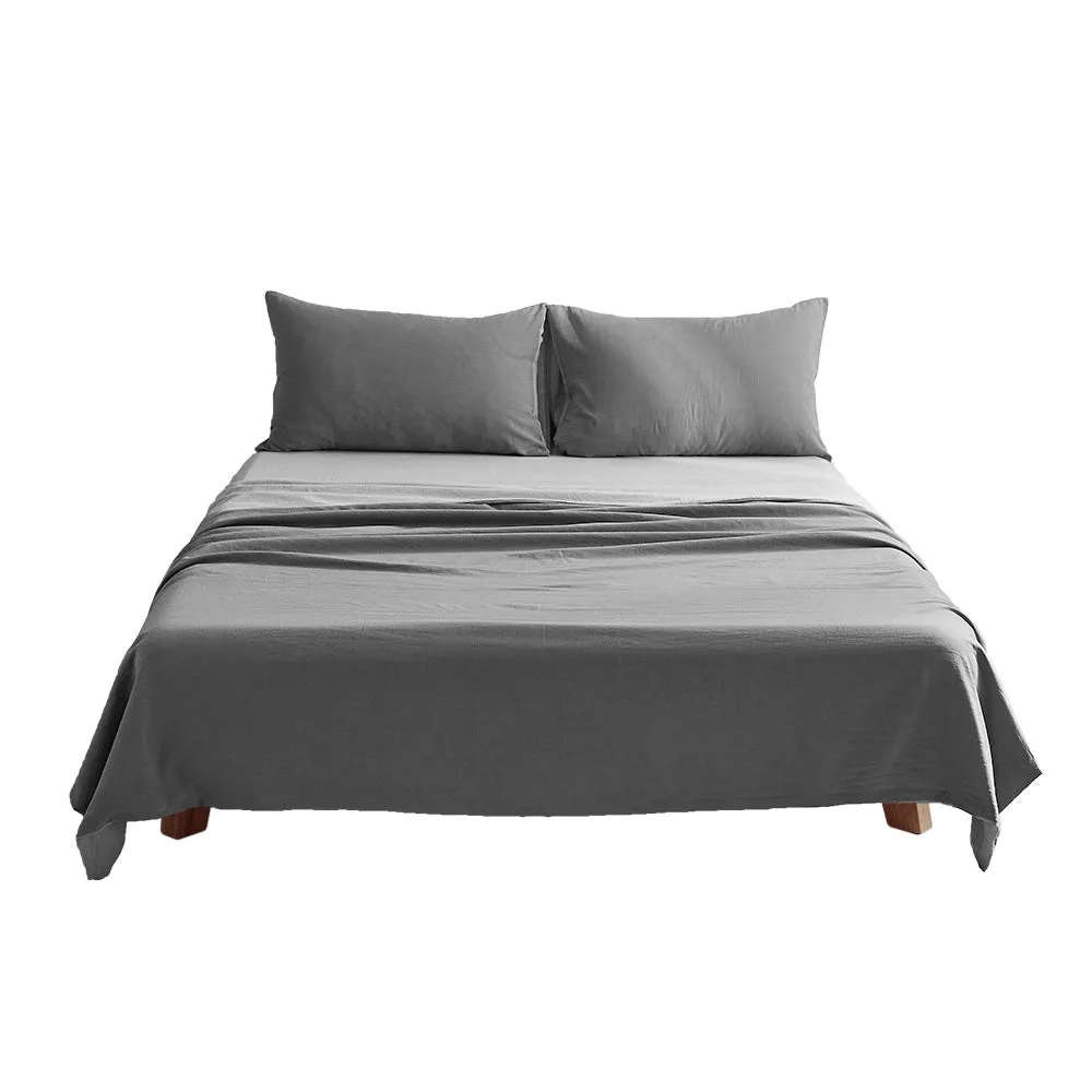 Deluxe Sheet Set Bed Sheets Set Double Flat Cover Pillow Case Grey Inspired