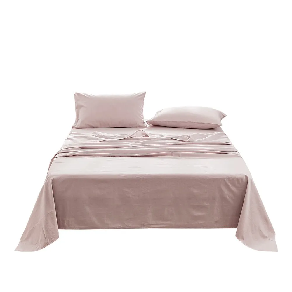 Deluxe Sheet Set Bed Sheets Set Queen Flat Cover Pillow Case Purple Essential