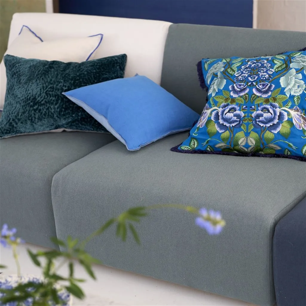 Designers Guild Brera Lino Cornflower & Lapis Linen Decorative Pillow