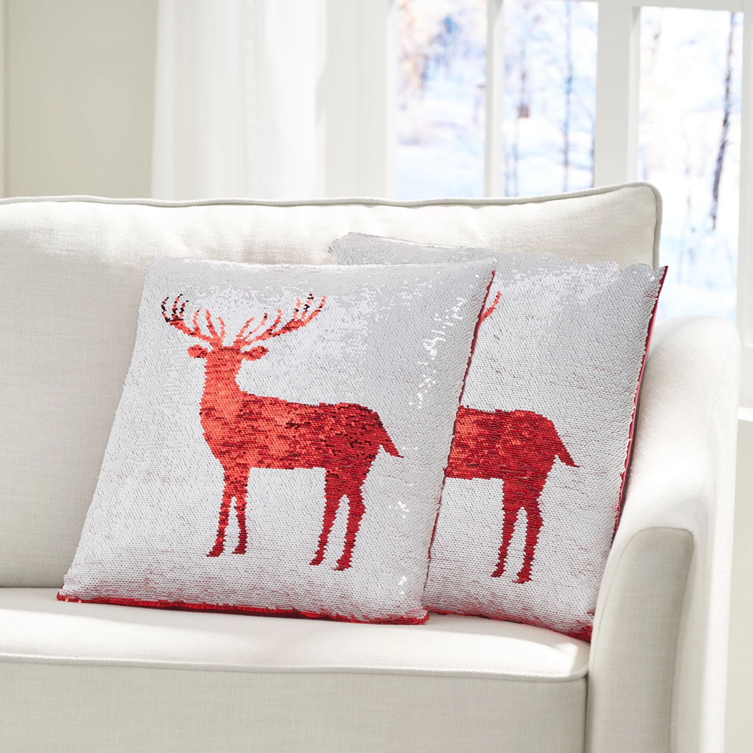 Desota Glam Sequin Christmas Throw Pillow Cover