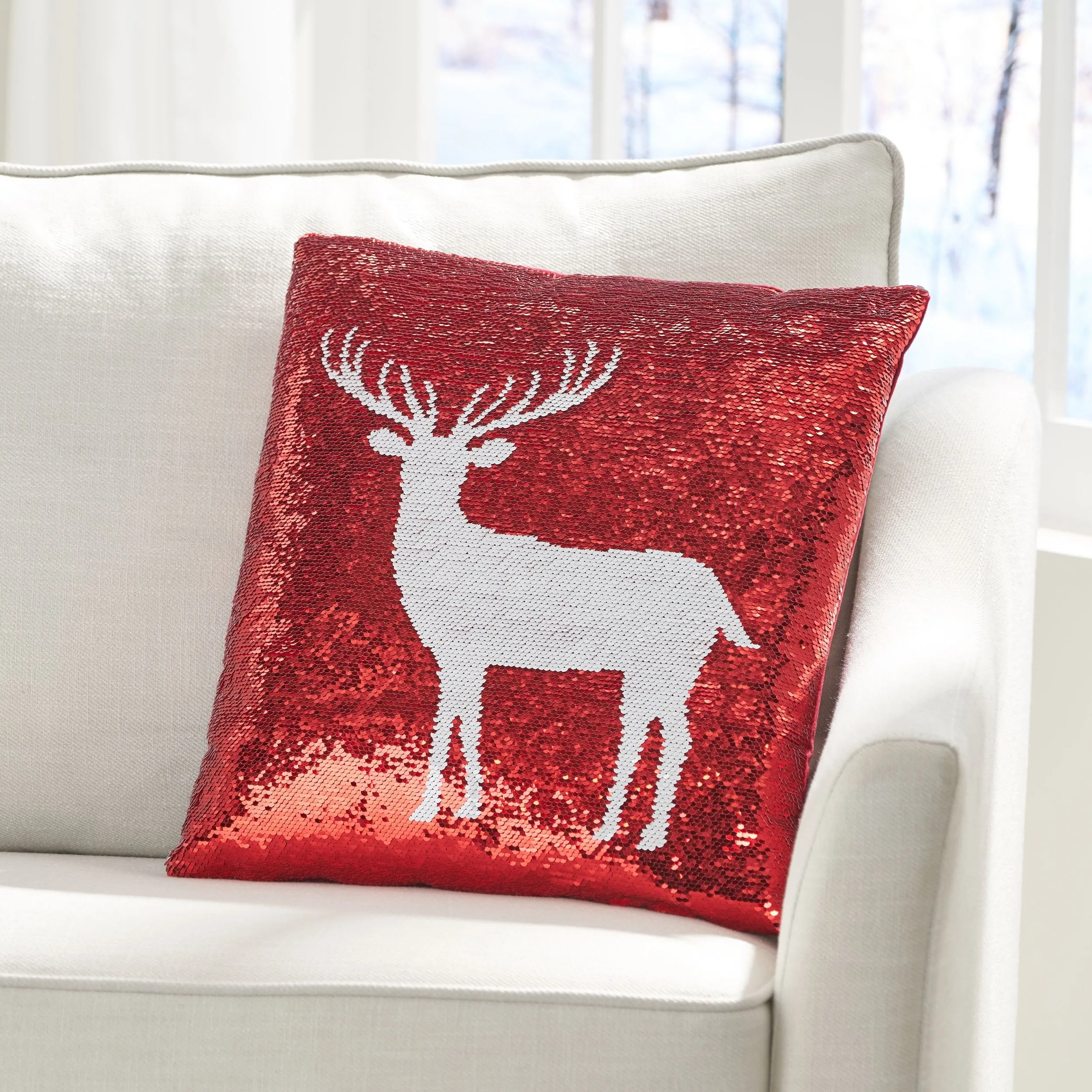 Desota Glam Sequin Christmas Throw Pillow Cover